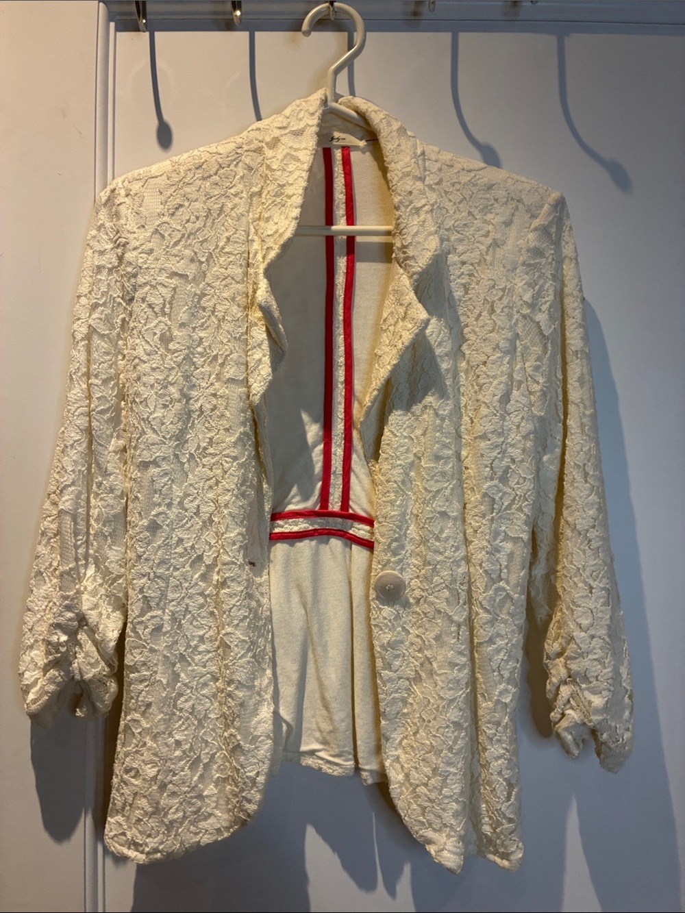 Gibron Women's Cream Lace Open Blazer Jacket ⭐️